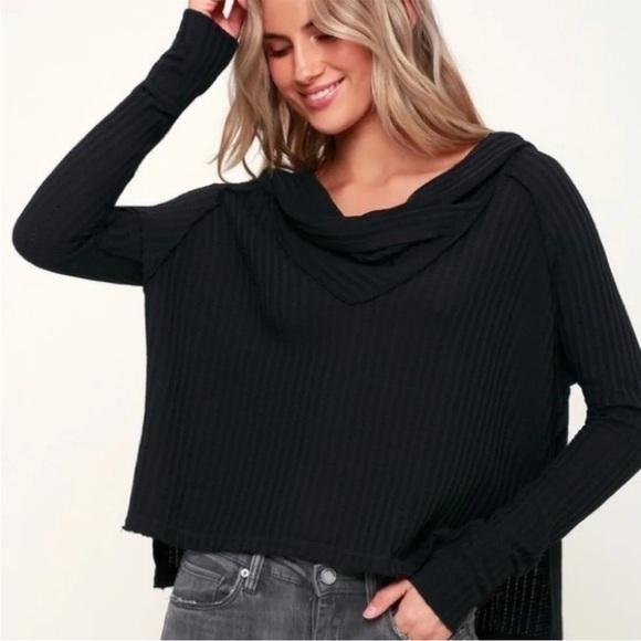 Free People Juicy Thermal Waffle Long Sleeve Tunic Black Sz XS, S $88 Retail NWT - Picture 3 of 8